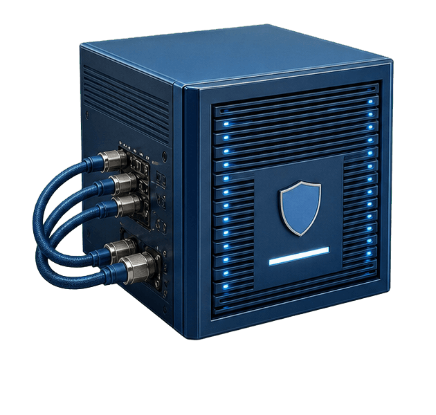 Secure AI processing node used to represent approved inference